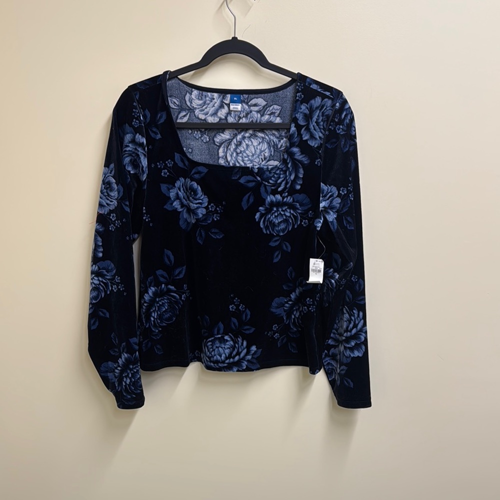 Old Navy Blue Fitted Long Sleeve Blouse
